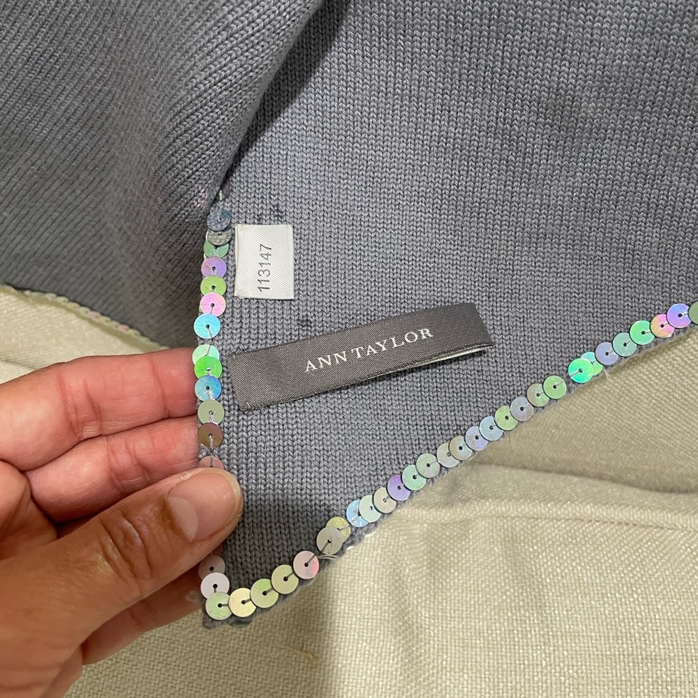 π hologram sequin short scarf Ann Taylor silk & wool - Picture 3 of 4